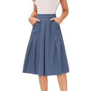 Elegant Blue Midi Skirt